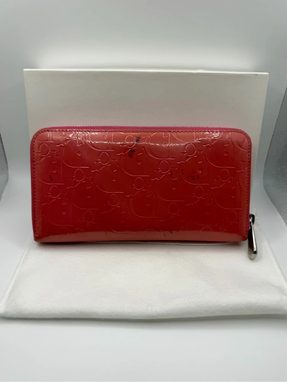 Christian Dior Diorissimo Patent Leather Zippy Wallet